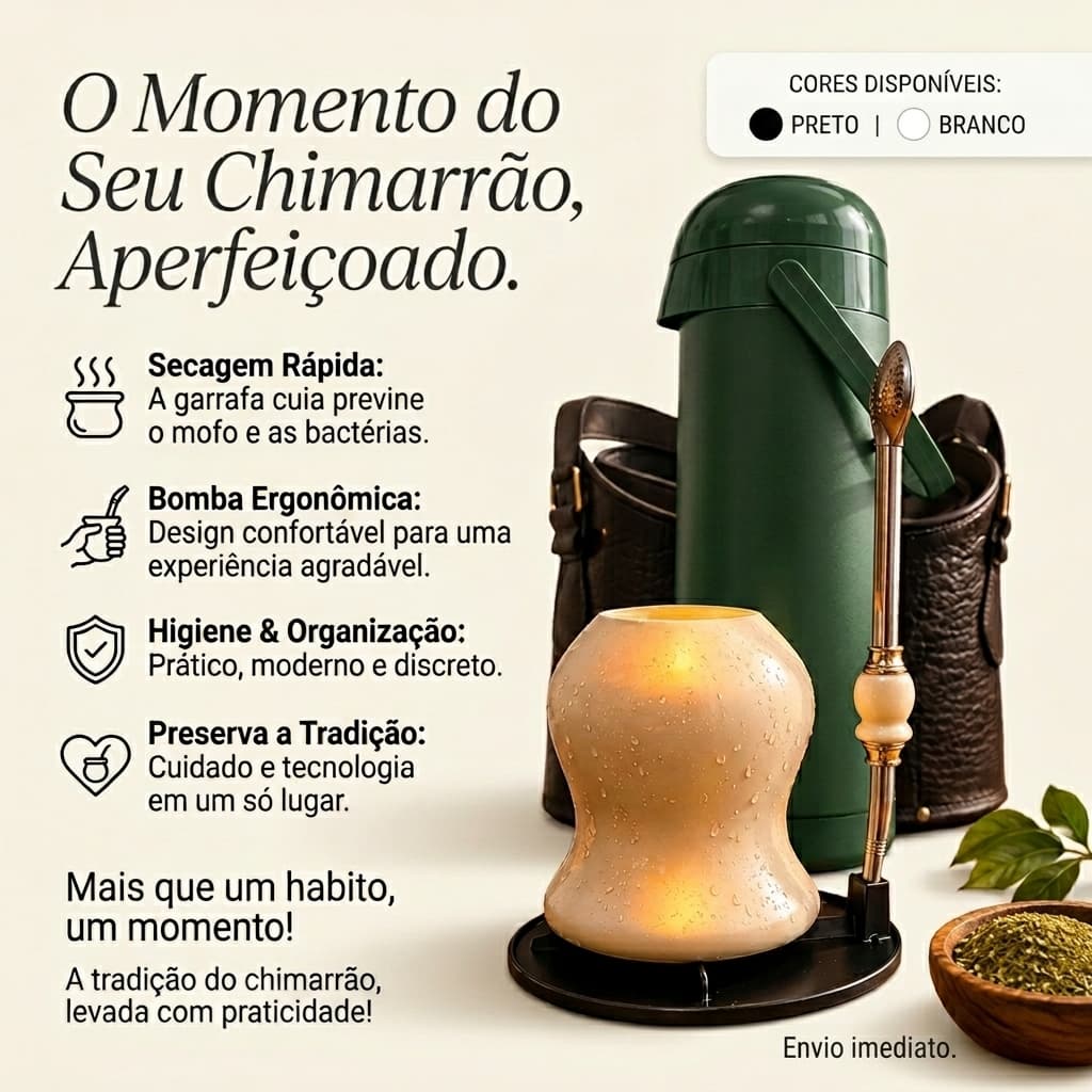 Suporte Secador de Cuia e Descanso para Bomba de Chimarrão