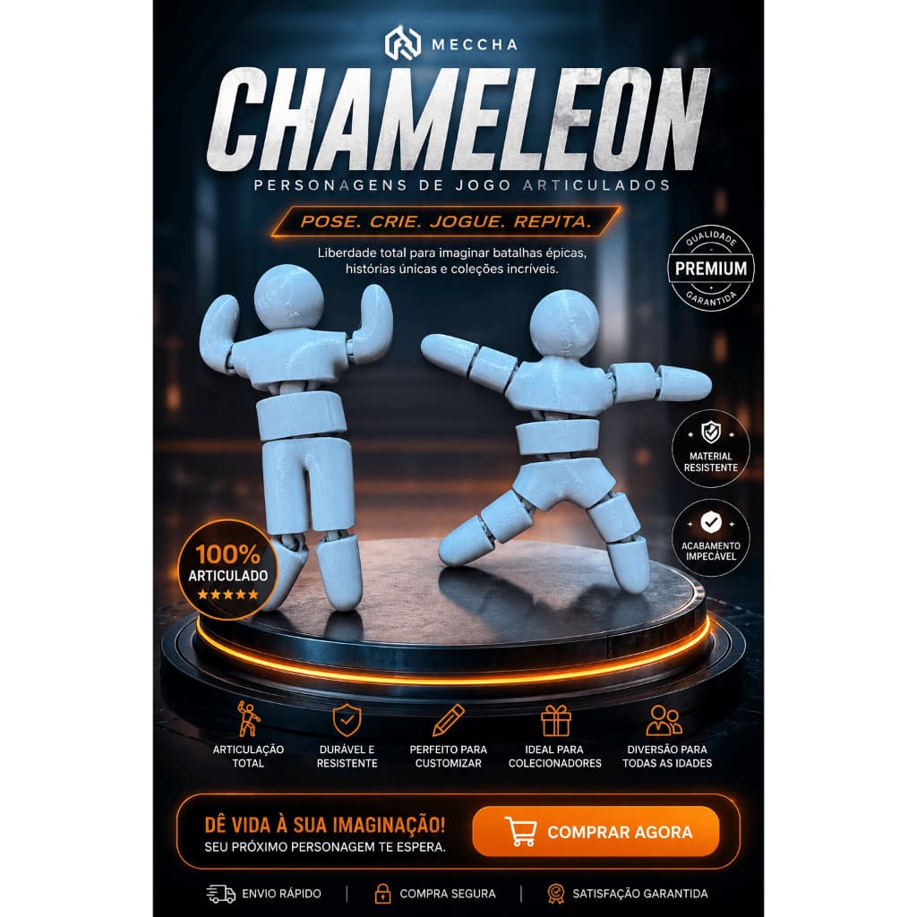 BONECO ARTICULADO MECCHA CHAMELEON 100% POSÁVEL | ACTION FIGURE PARA DESENHO, COLEÇÃO E CRIAÇÃO