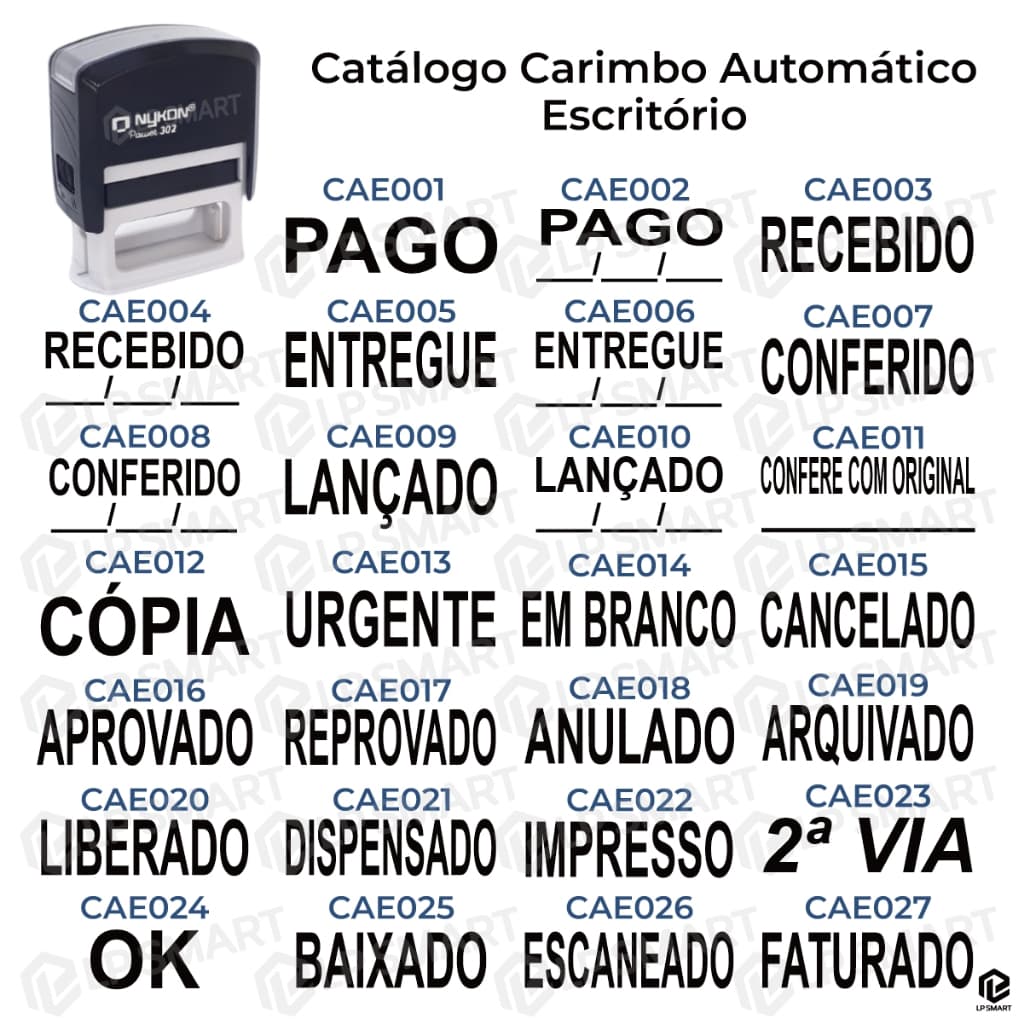 Carimbo Administrativo para Escritório Pago Recebido Conferido com Data