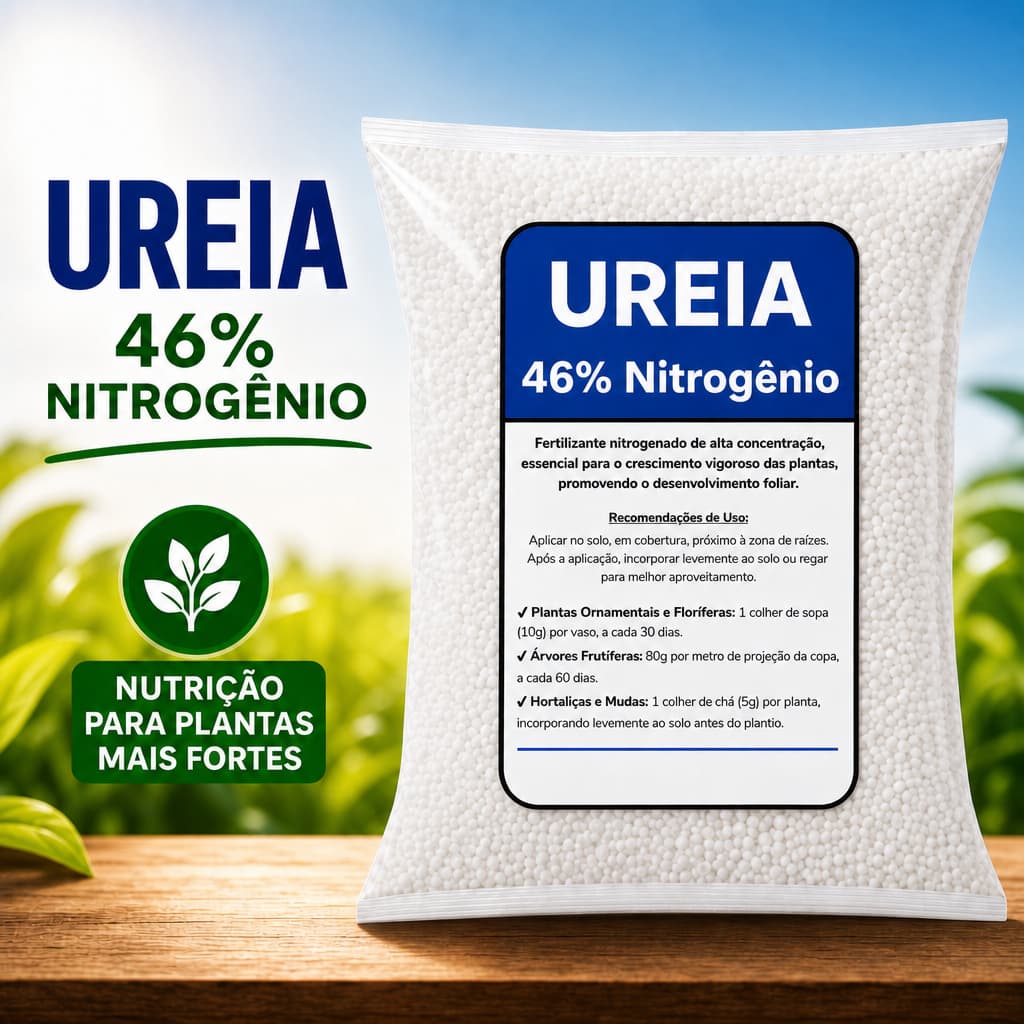 2kg Ureia 46%Nitrogênio - Fertilizante para Plantas, Horta, Rosa do Deserto Mais Vigor e Folhas Verdes