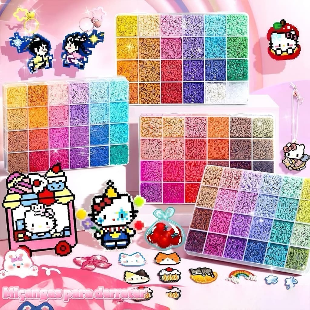 24 Cores/Caixa 2.6 Mm Mini Perler Hama Beads Conjunto De 12000pcs Criança Presente DIY