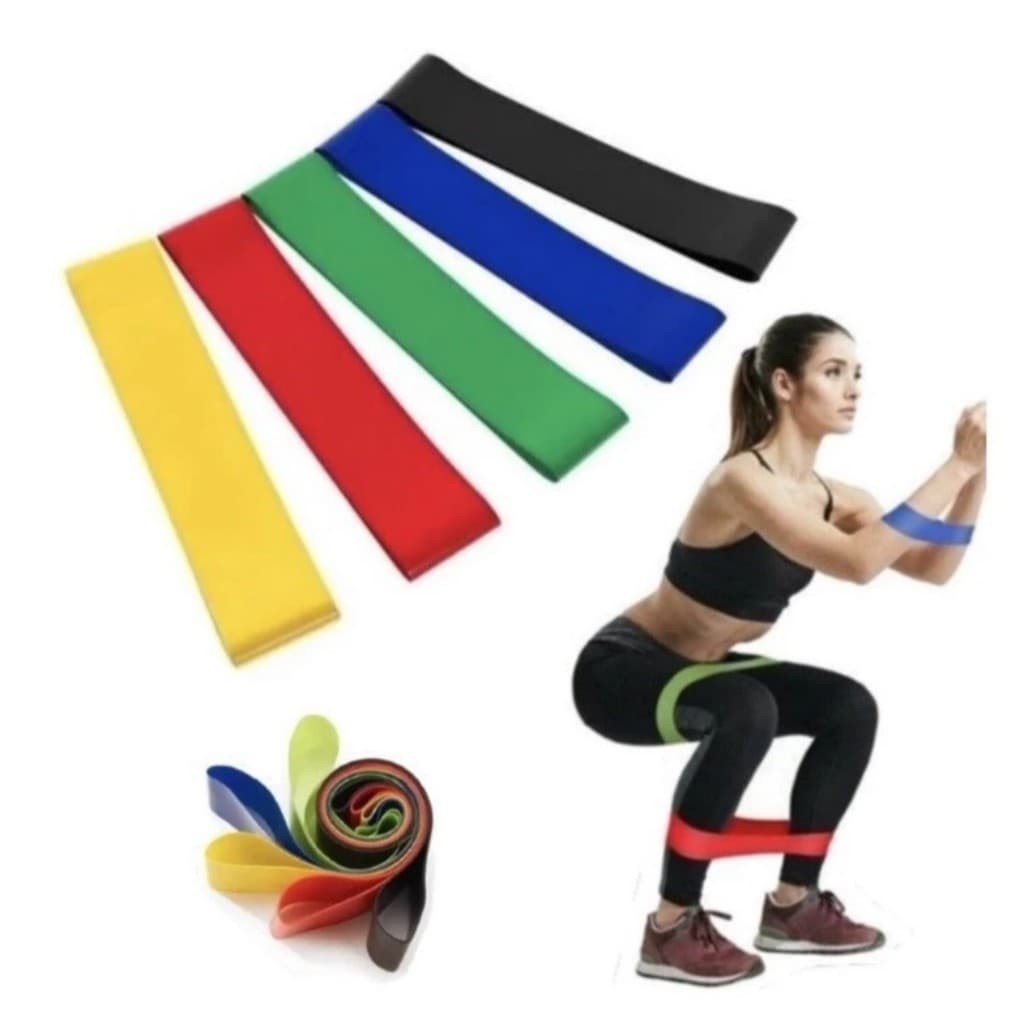 Kit 5 Faixas Elásticas de Resistência TPE para Yoga, Pilates e Treino Fitness, Envio Rápido SP