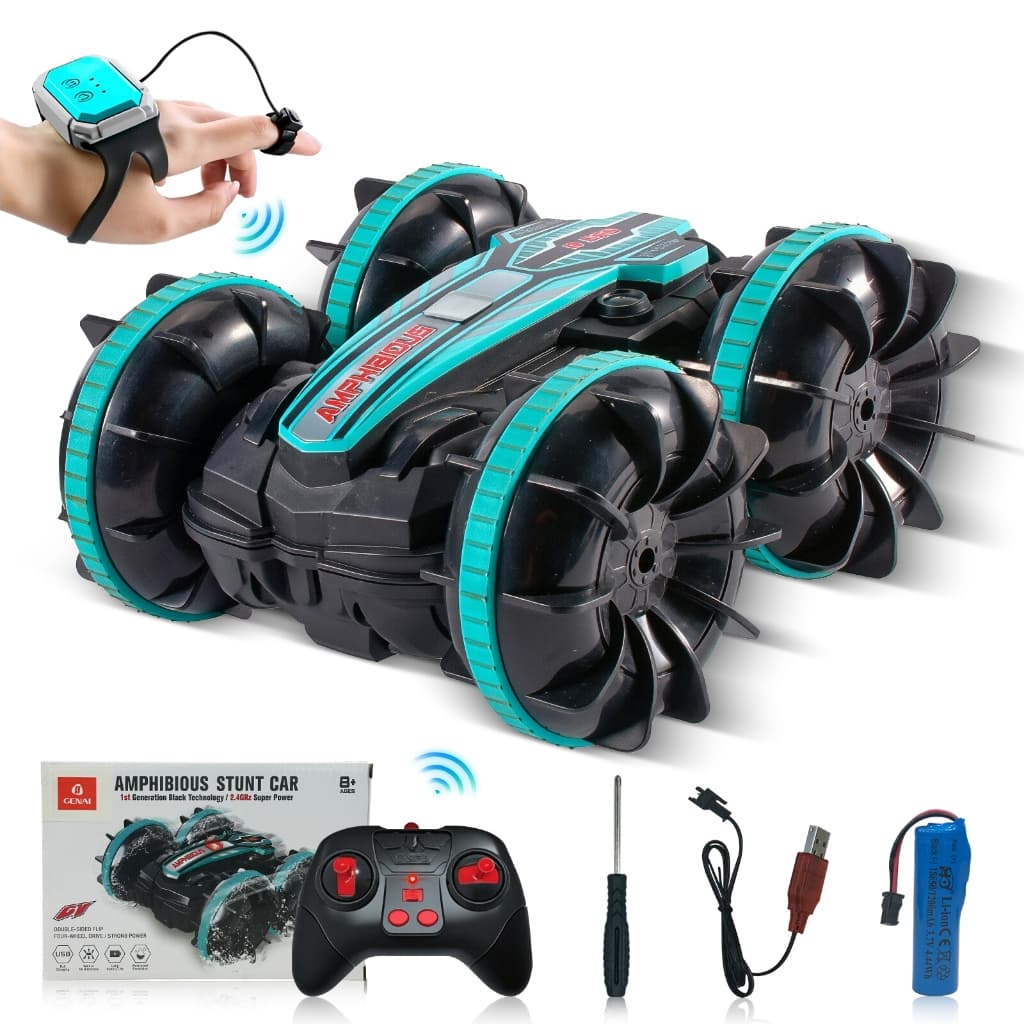 Carro de Controle Remoto Anfíbio,Modo Controle Duplo(Joystick + Gestos),Rotação 360° À Prova d'Água
