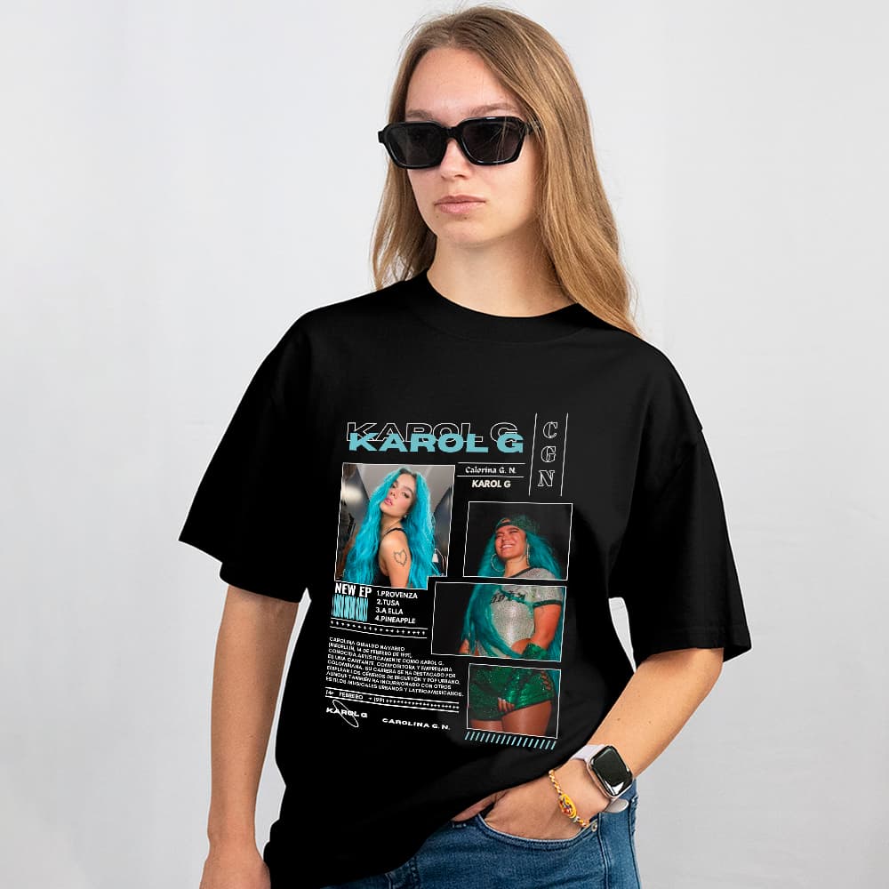Camiseta Básica Karol G Camisa Reggaeton 100% Algodão