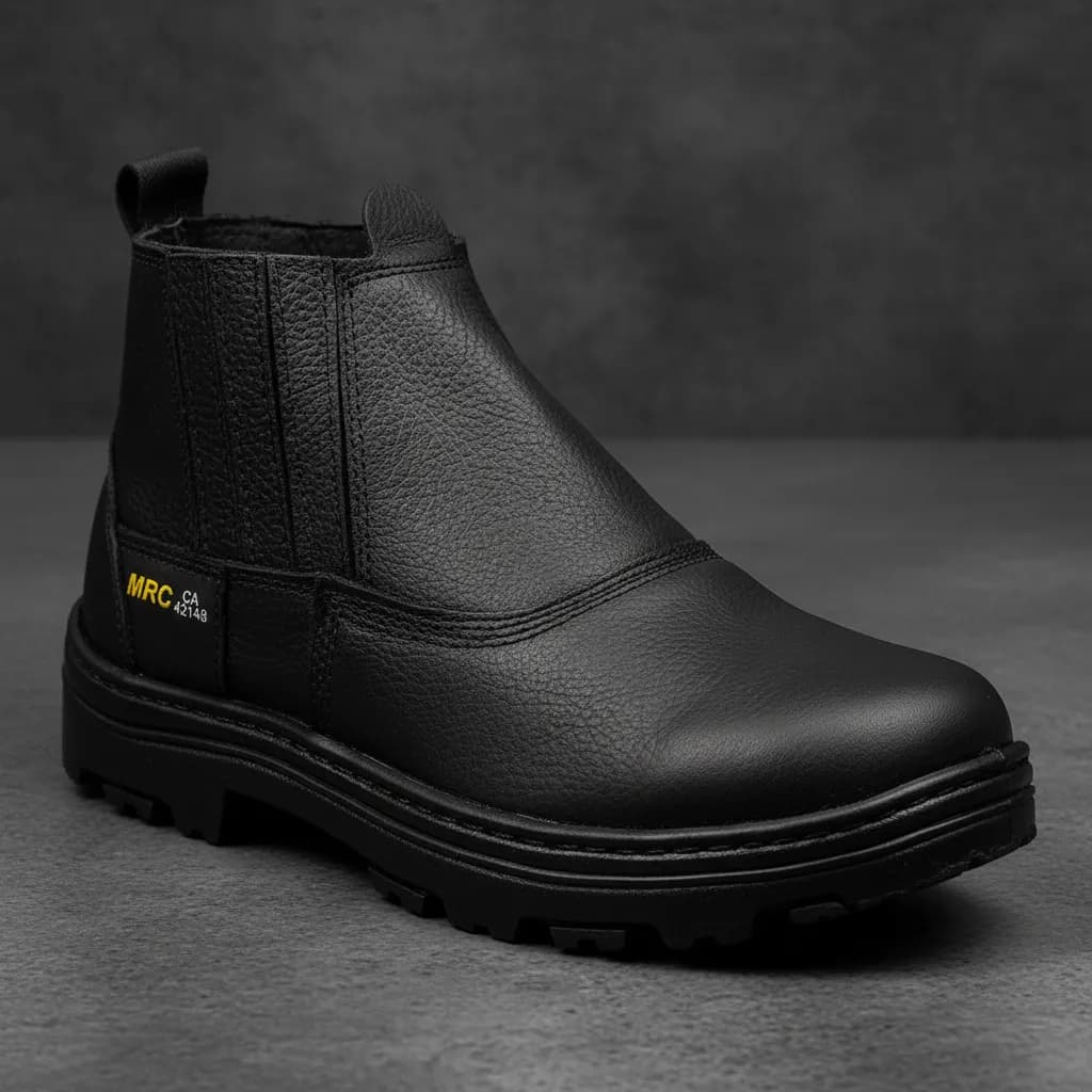 Bota Botina de Segurança em Couro Legítimo Original com Solado de Borracha Costurado Pronta Entrega