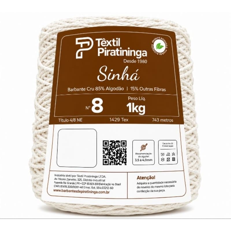 Barbante Sinhá Cru Fio 8 - 600g e 1kg
