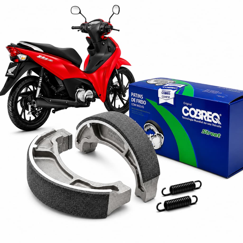 Patim Sapata de Freio Traseiro ou Dianteiro Honda Nova Biz 2025 2026 2027 Lona de Freio