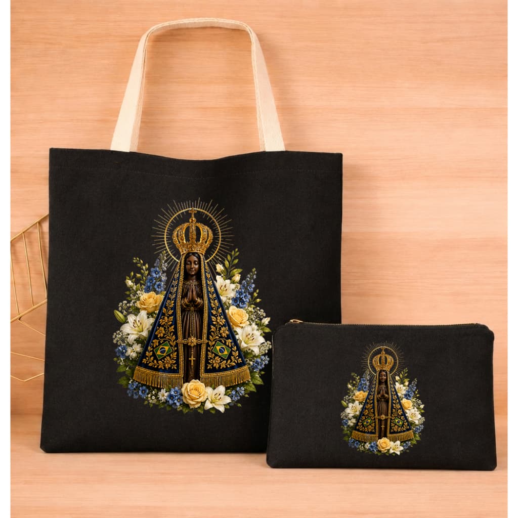 Bolsa Ecobag Linho Nossa Senhora Aparecida Igreja Santa Mochila Igreja Catequese Lançamento