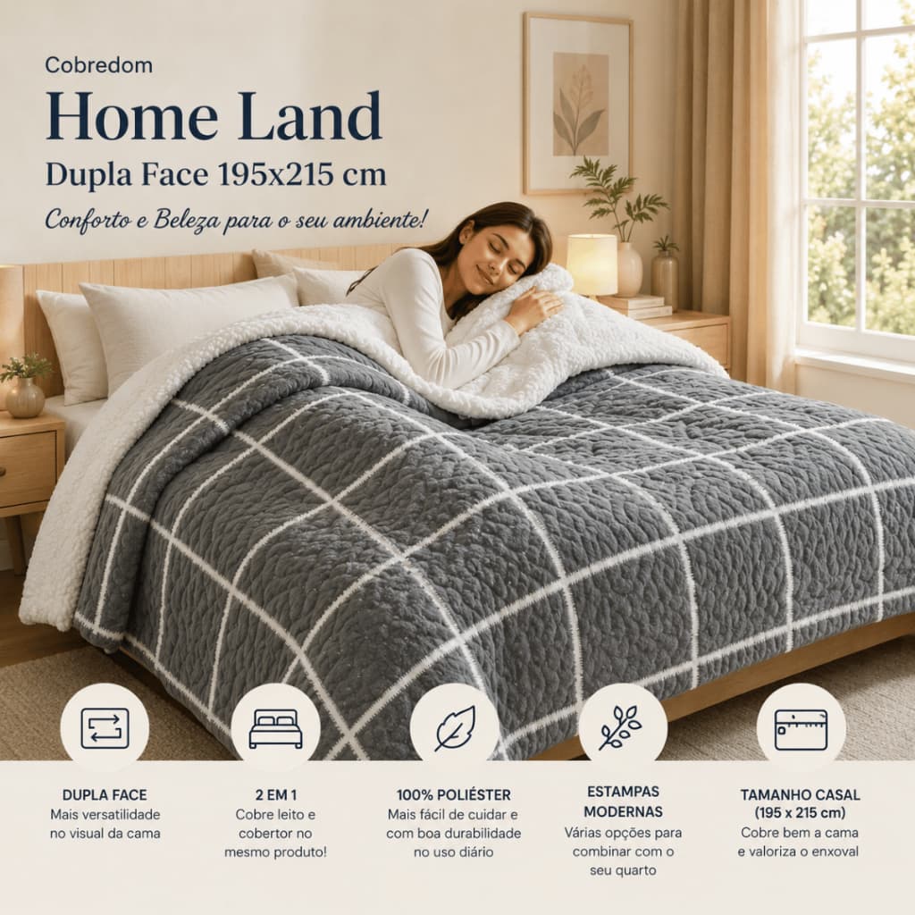 Edredom Cobredom Cobertor Cobre Leito Dupla Face Tecido Soft Premium Casal Promoção Entrega Rápida!