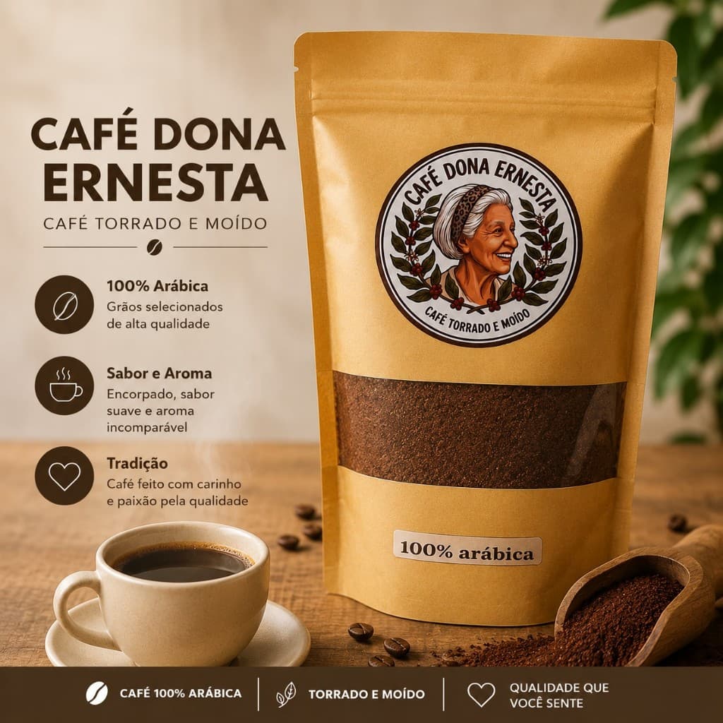 CAFÉ ARTESANAL TORRADO E MOÍDO 250G Dona Ernesta