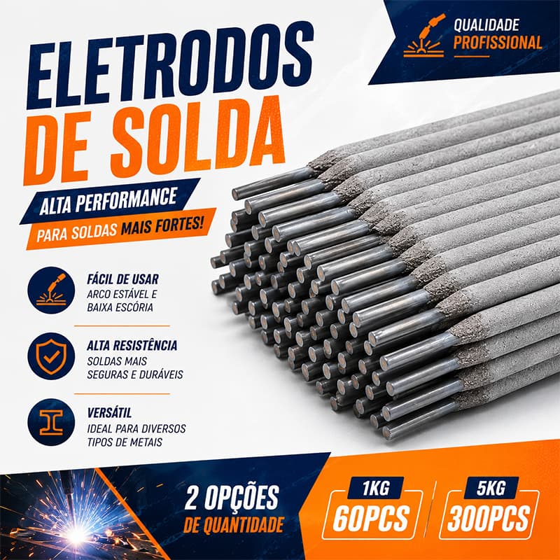 Eletrodo Serralheiro 6013 2,5mm Pacote 1kg e 5kg Profissional Para Solda Elétrica em Ferro e Aço