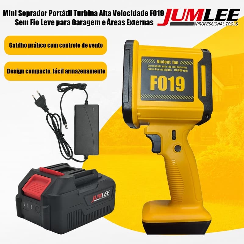 Soprador De Folhas Turbo Portátil Recarregável Com bateria 33000rpm 1000W Potente Limpeza