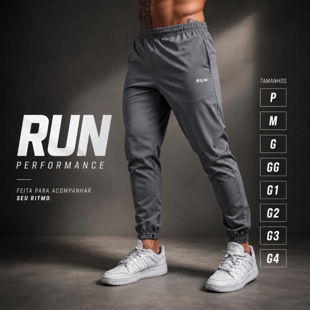 Calça Jogger RUN Plus Size P ao G4 Sport Treino Academia Corrida Unissex Conforto e Flexibilidade