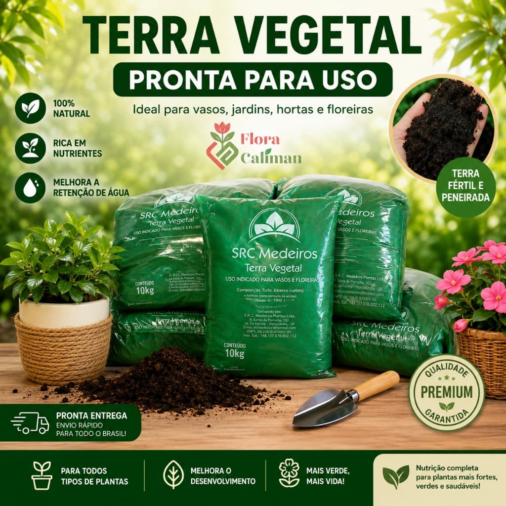 Terra Vegetal Adubada SRC MEDEIROS - Substrato Orgânico 2/5/10/25 Kg Para Todos Cultivos 100% Natural