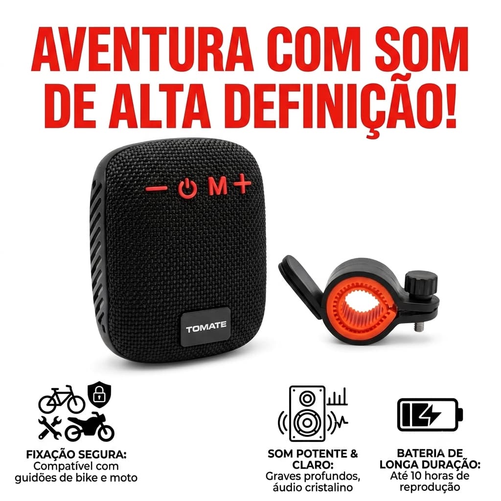 Caixa de Som Bluetooth MTS-1016 5W Ideal para Bicicleta e Moto TWS Bluetooth 5.3 Compacta