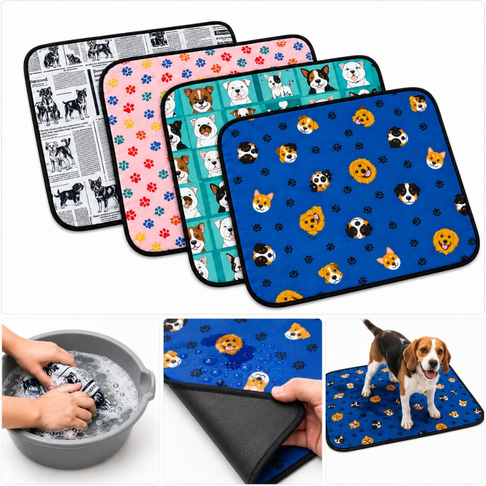 Kit 4 Tapetes Higiênicos Laváveis Estampados 70x50cm Absorvente Impermeável Até 1200 Usos