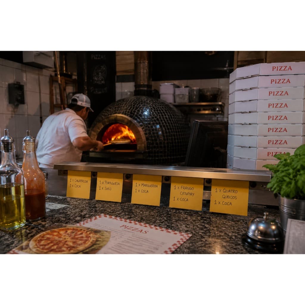 Porta Comanda 50 60 75cm 100cm Comandeira Pedido Em Aço Inox Varal Restaurante Bar Pizzaria Cozinha