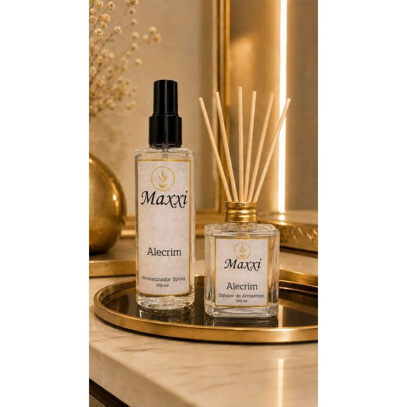 Kit Maxxi Alecrim Aromatizador Spray 250 ml + Difusor de Ambientes 250 ml + 6 varetas .
