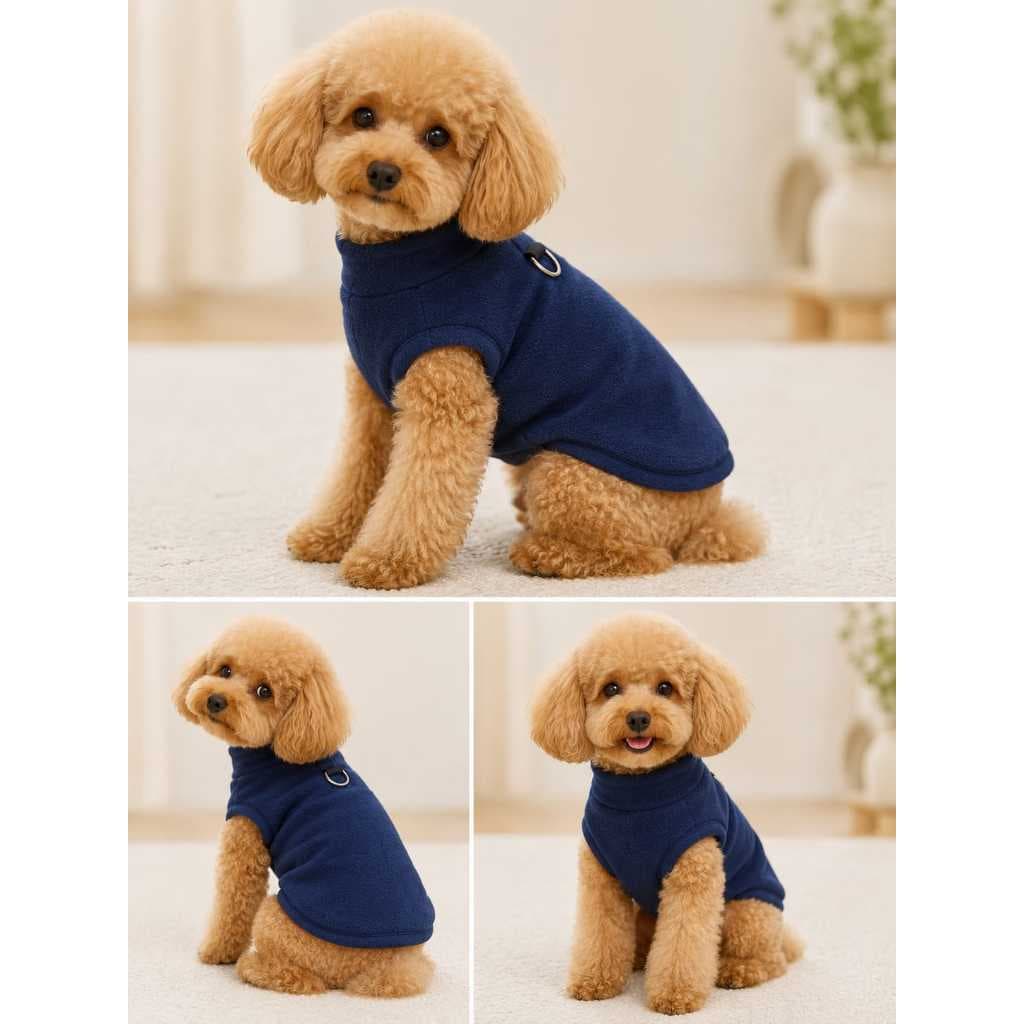 Colete  Pet Soft  Com Argola Guia Coleira Embutida Roupa De Frio Cachorro Gato Outono Inverno