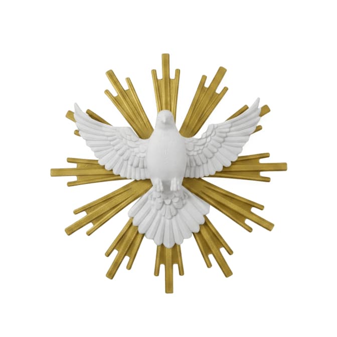 Divino Espírito Santo Decorativo 22cm Branco e Dourado - Quadro/Adorno - Enfeite de Parede