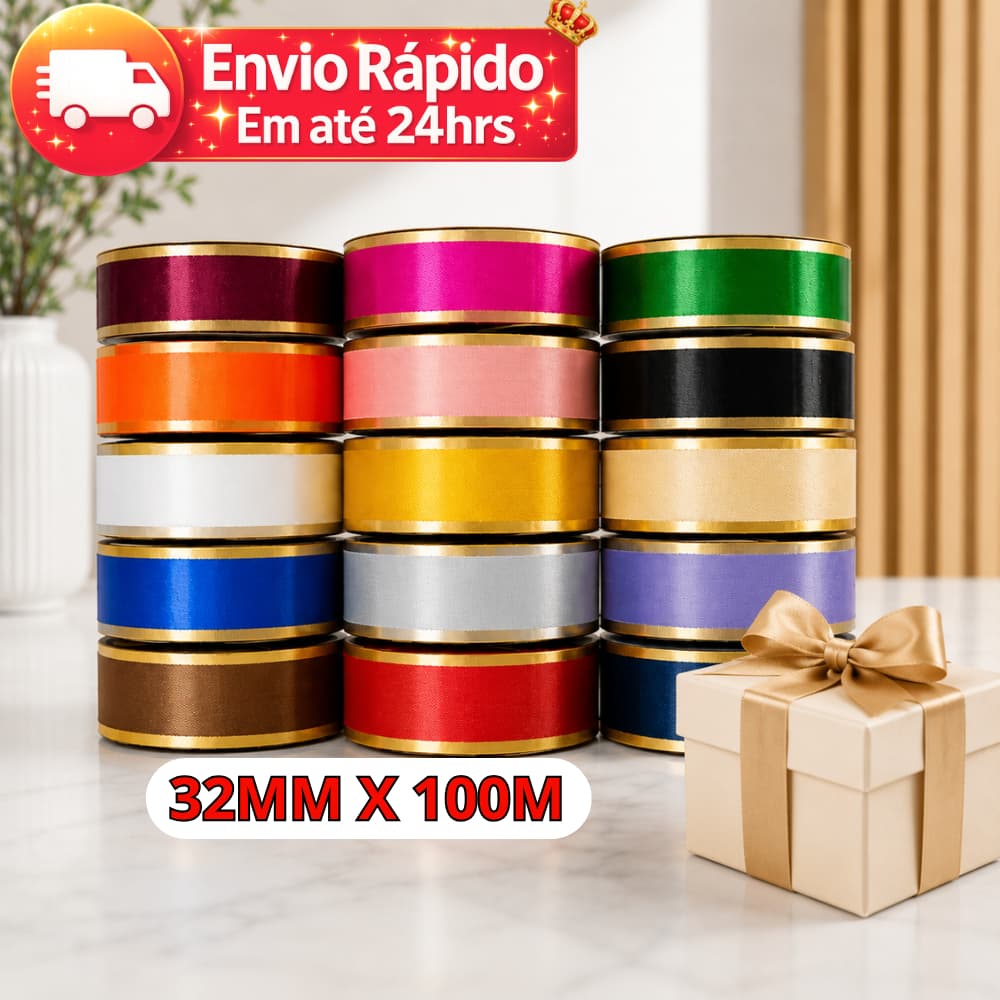 Fita Maxi Albano 32mm x 100m Para Laços Decoração Embalagem de Presente Lembrancinhas