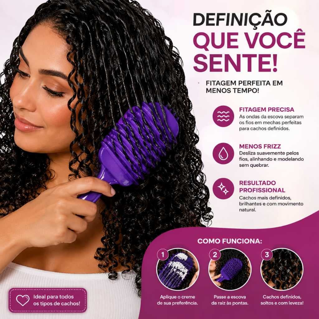 Escova Onda Finalizadora para Cabelos Cacheados e Crespos Definição de Cachos Fitagem mais definição menos frizz Unissex