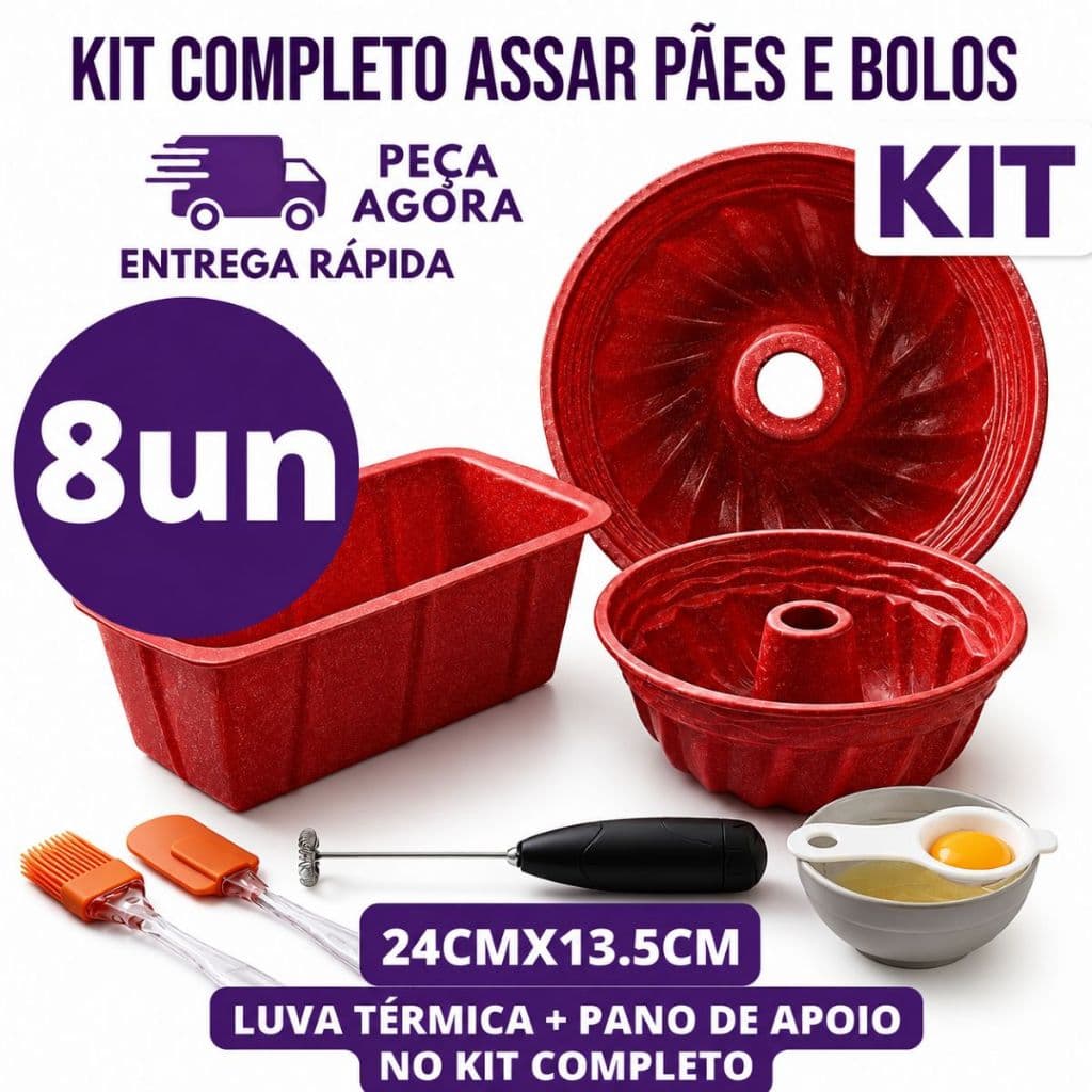 kit Forma Silicone Bolo Assadeira Air Fryer + Espátula + Batedor + Separador Ovo Cozinha completa