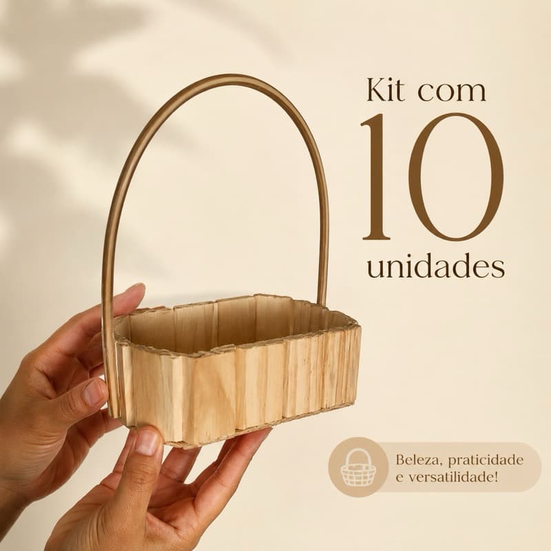 Kit 10 Cestas de Madeira para Presentes, Café da Manhã, Lembrancinhas e Artesanato.
