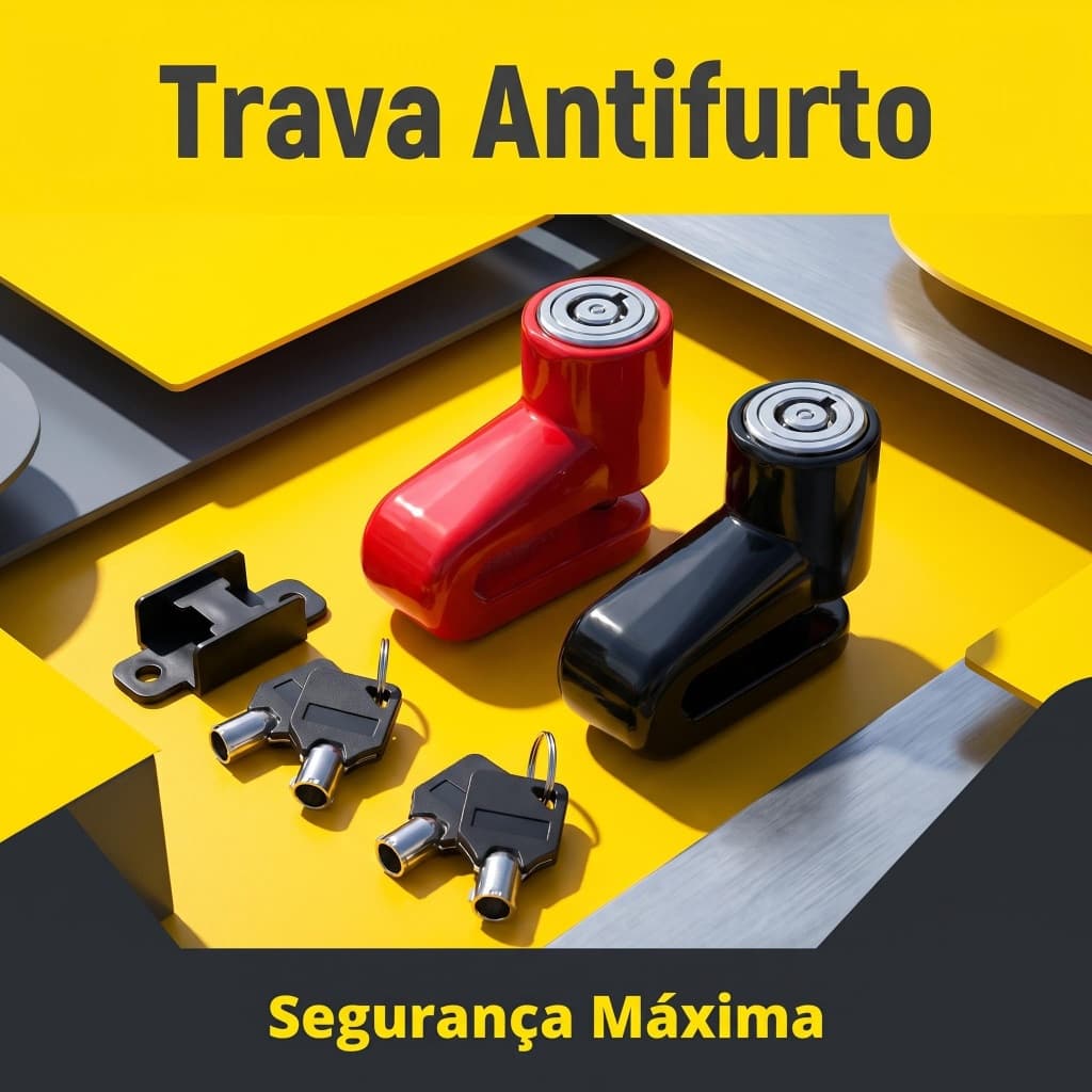 Trava Disco Antifurto Moto Bicicleta Preta Vermelha Prática