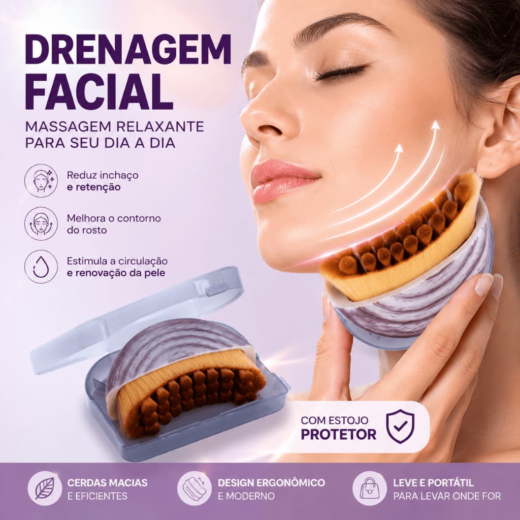 Escova Facial de Drenagem Linfatica Reduz Inchaço e Papada, Modelador de Contorno Facial e Mandibula