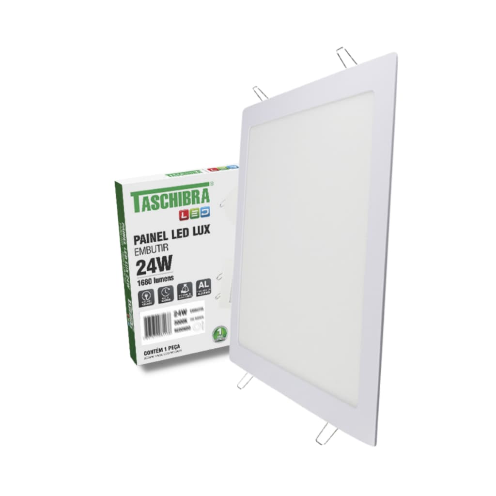 Painel Plafon 24w Led Quadrado Embutir Lux 6500k  4000k 3000k Bivolt Taschibra