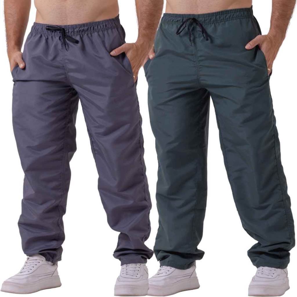Kit com 2 Calças Masculinas em Tactel Premium | 3 Bolsos | Academia, Caminhada, Corrida, Pesca e Uso Diário