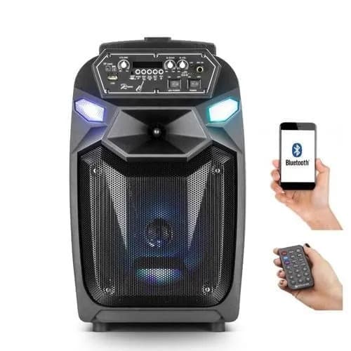 Caixa De Som Ativa Portátil Frahm Com Led Cm 550 Lt Bt Tws Alto Falante 8 Polegadas Bateria