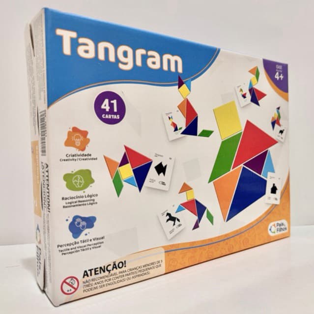Tangram Educativo 41 Cartas Jogo Pedagógico Raciocínio Lógico Desafio Infantil Montessori 4+
