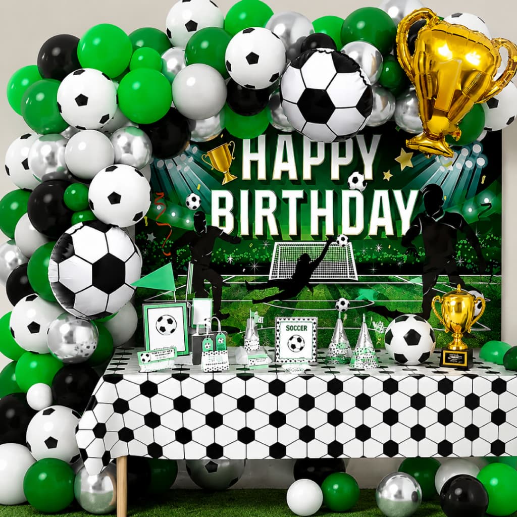 Kit Arco de Balões Futebol com Balões Metalizados para Decoração de Festa e Aniversário