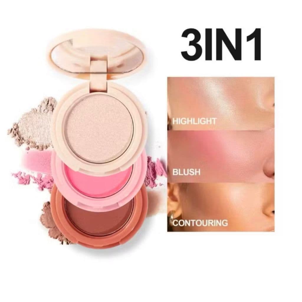 Mini Trio Iluminador, Blush e Contorno 3 em 1 - Phallebeauty