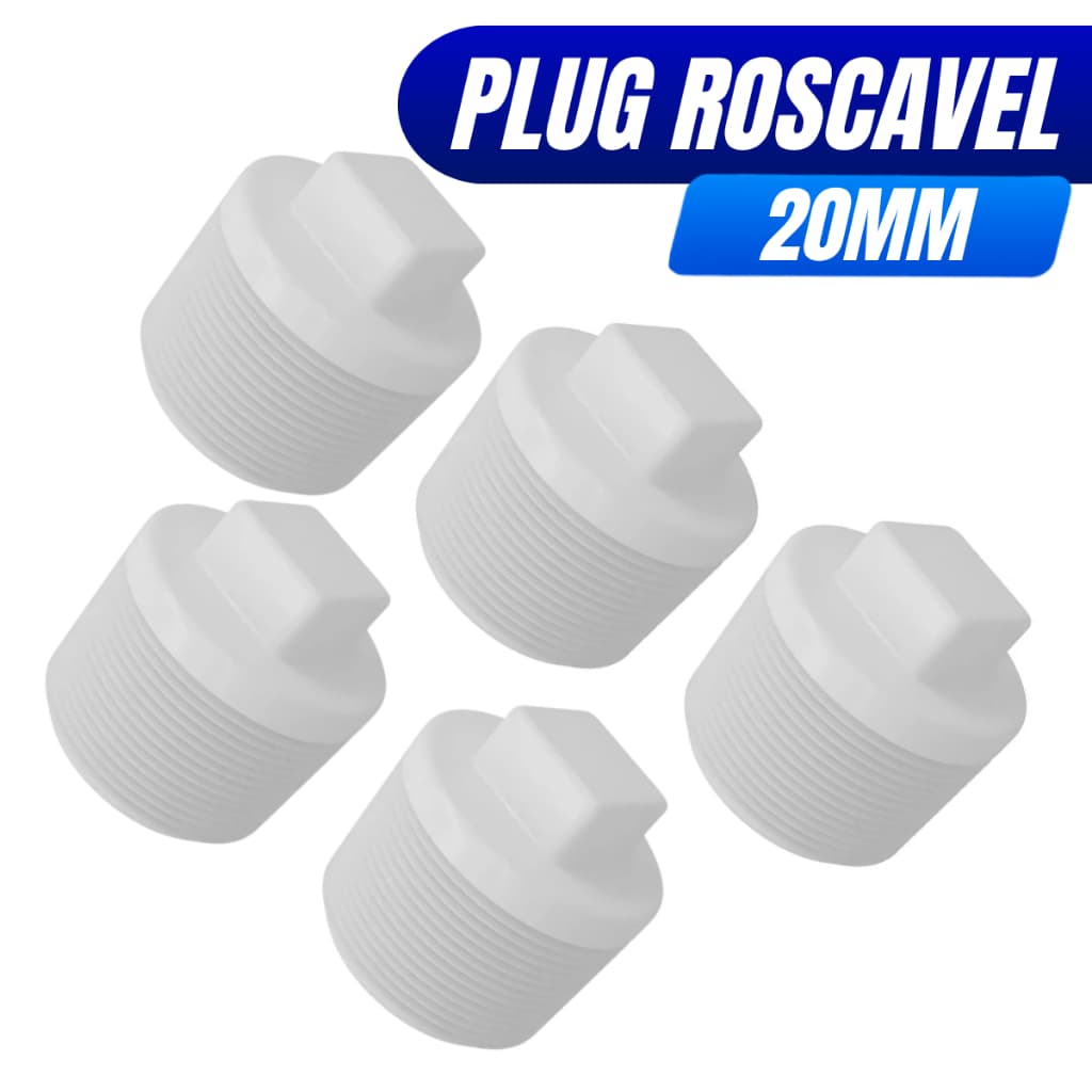 Kit 5 Pc Plug Rosca Branco Tampao Roscavel 3/4