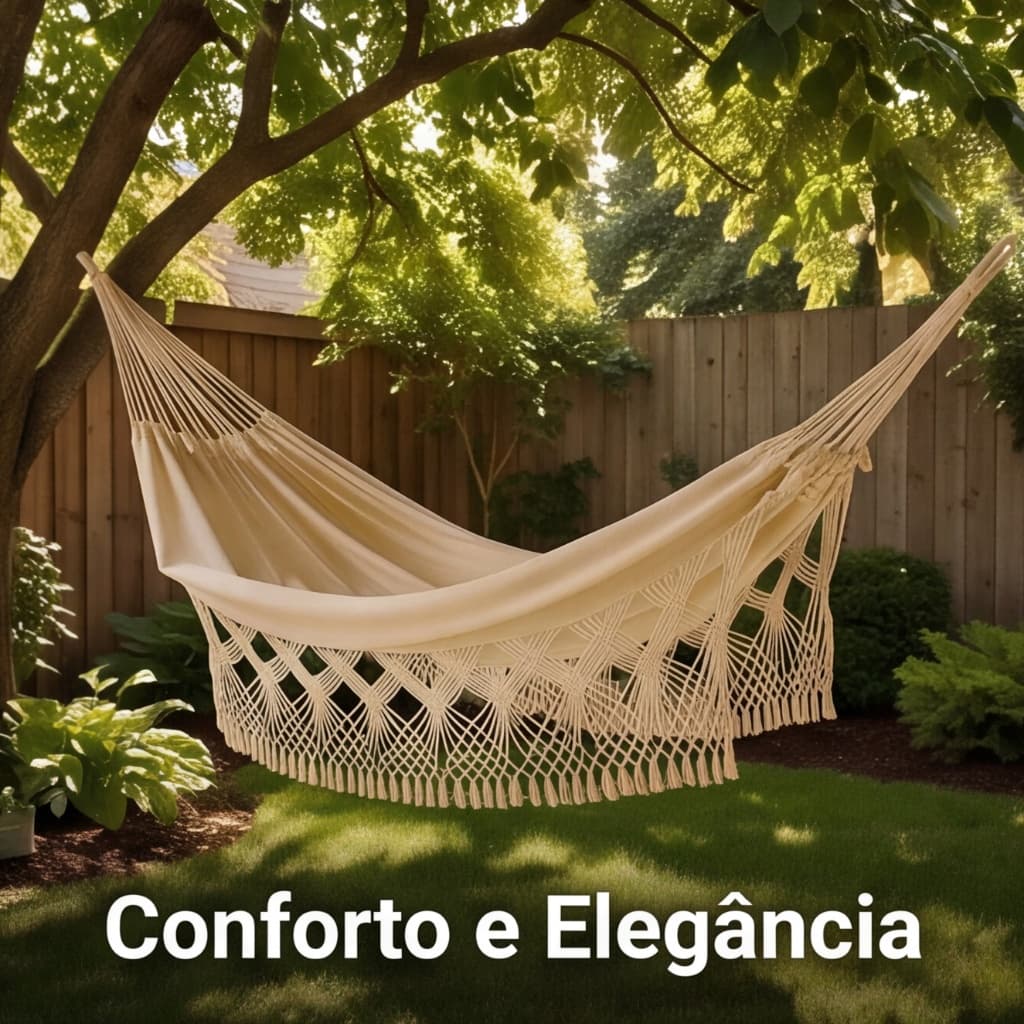 Rede de Descanso Reforçada Casal Decoração Resistente Até 350kg 4,5 metros