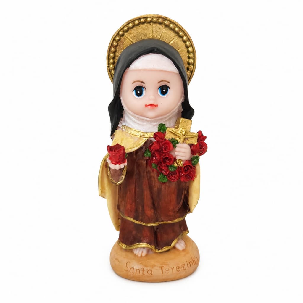 Imagem De Santa Terezinha Infantil de Resina 15 Cm Rosto Bebê Baby Arte Sacra Religiosa Estatueta