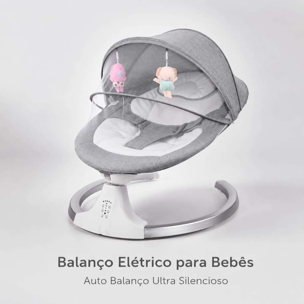 Balanço Infantil Bliss Baby Style com Música, Controle Remoto e Mosquiteiro