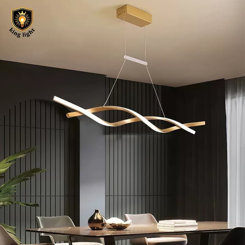 Luminária Pendente LED Espiral Dupla 3 Cores Luz Ajustável Moderna para Sala Quarto Jantar Decoração