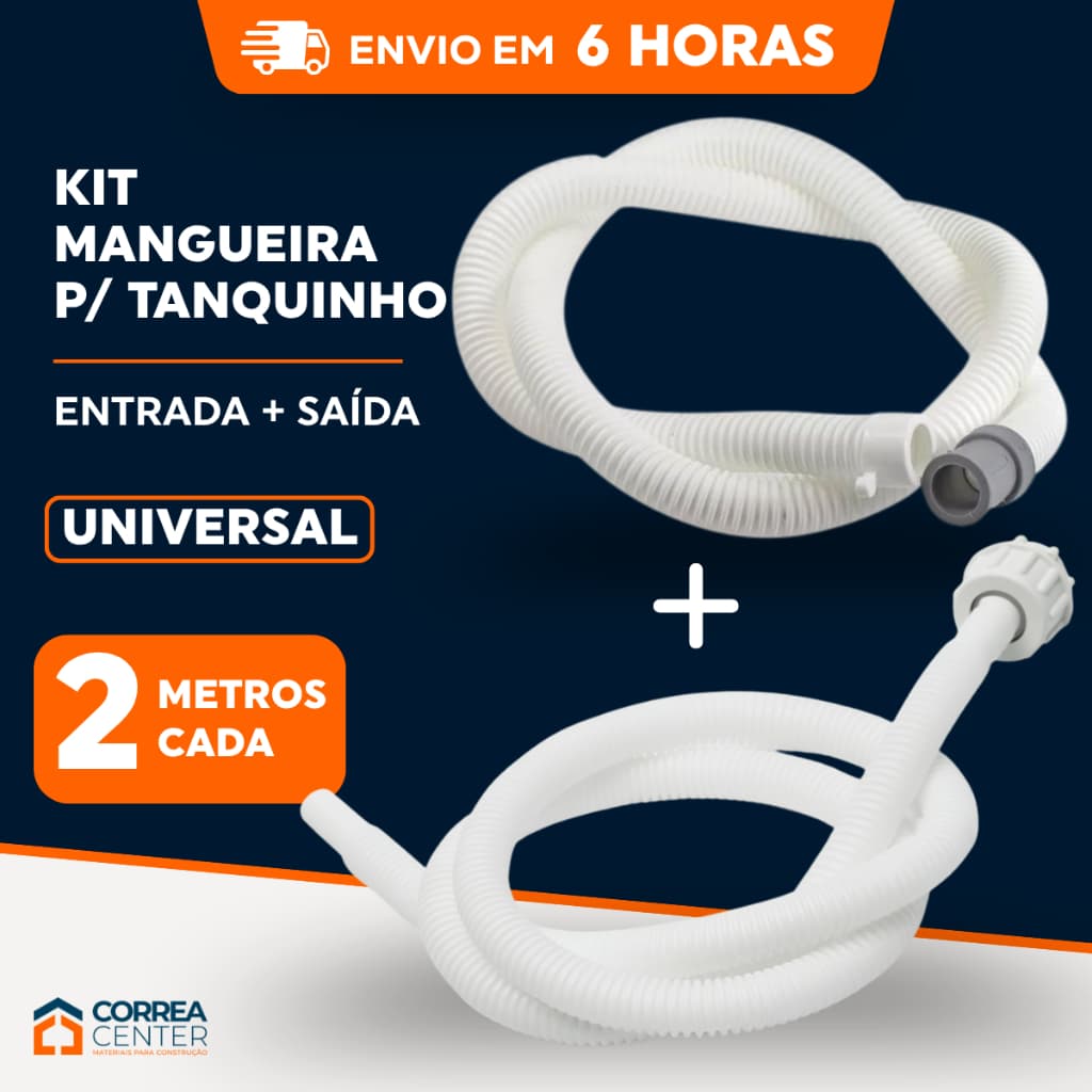 Kit 2 Mangueiras Tanquinho Lavadora Máquina Lavar Entrada Saída 2 Metros Universal Água Registro