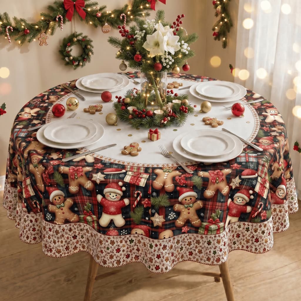 Toalha de mesa Para 4 lugares Redonda (NATAL) 1,40x1,40  (Cozinha, Decorativa, Datas Comemorativas)