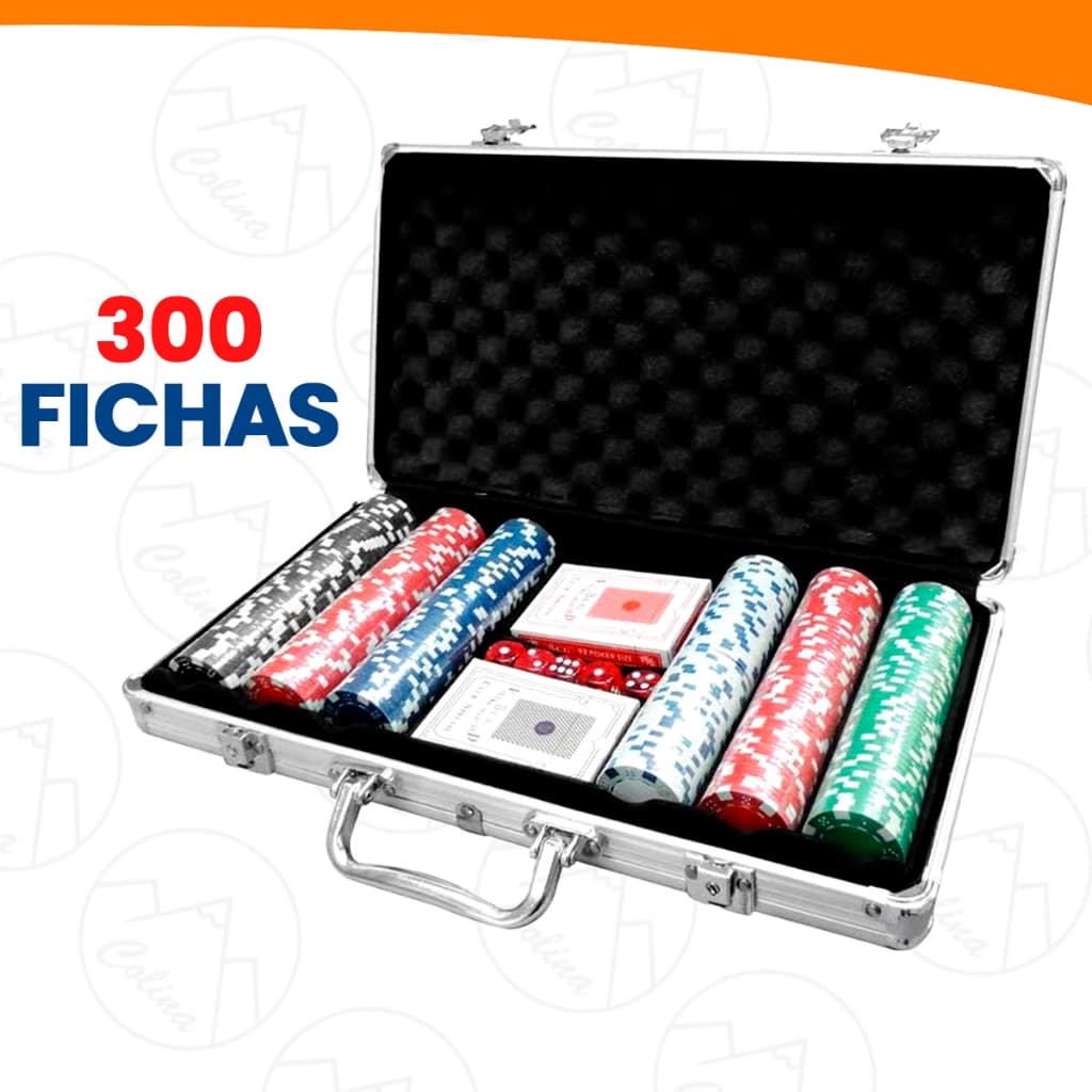 Jogo De Poker Profissional Completo Com Maleta 300/200/100 Fichas Com 2 Baralhos E Importadora Util