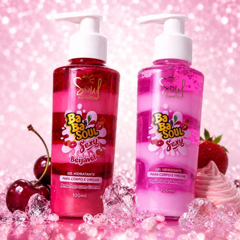 Gel Hidratante Beijável Para Corpo e Virilha BabaSoul Fragrância Doce Creme