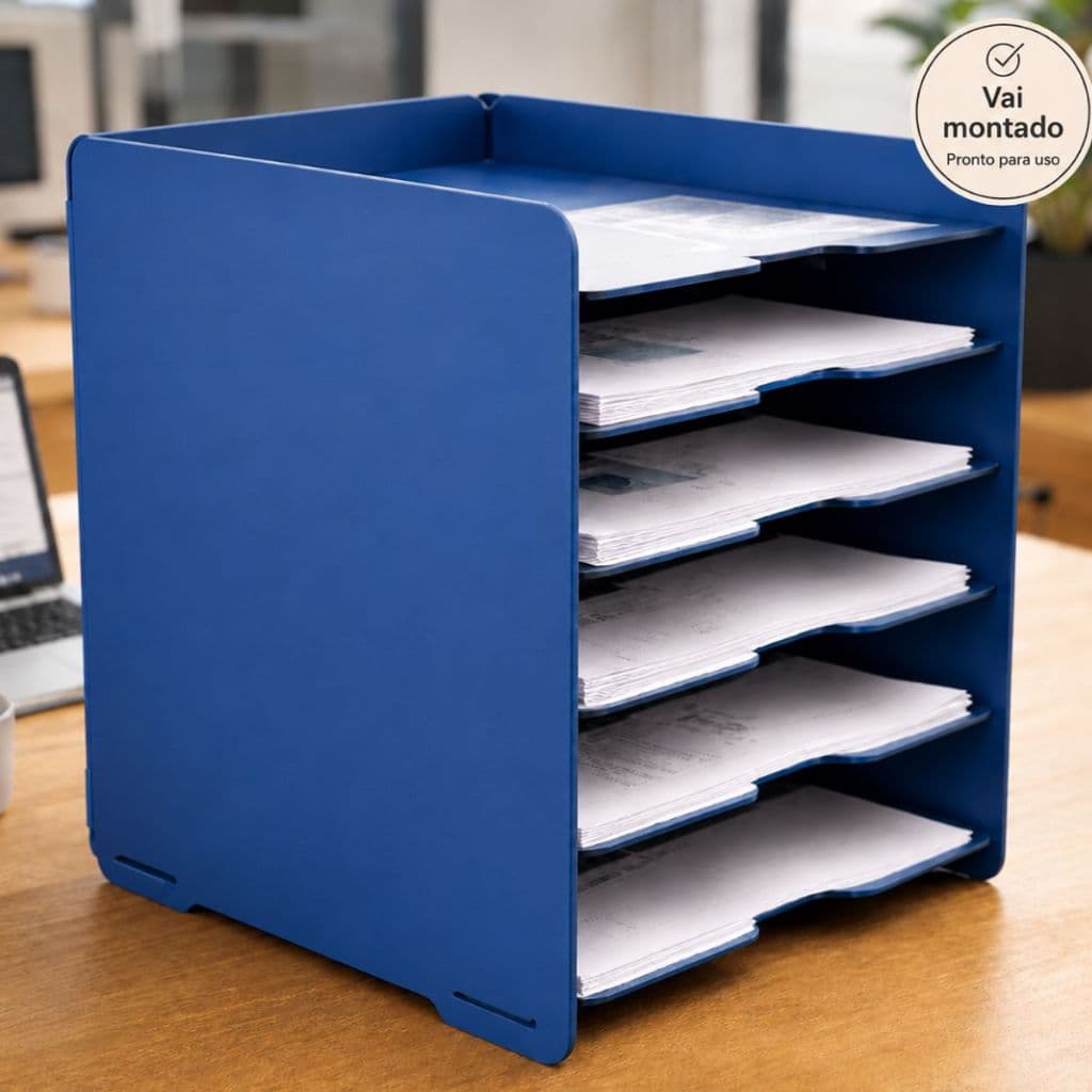Organizador para Papéis e Documentos A4 MDF c/ 6 divisórias enviado montado