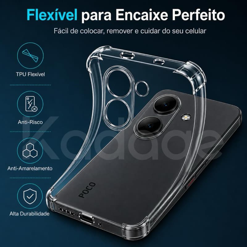 Capa Transparente para Xiaomi Poco X8 Pro TPU Silicone Antichoque Premium