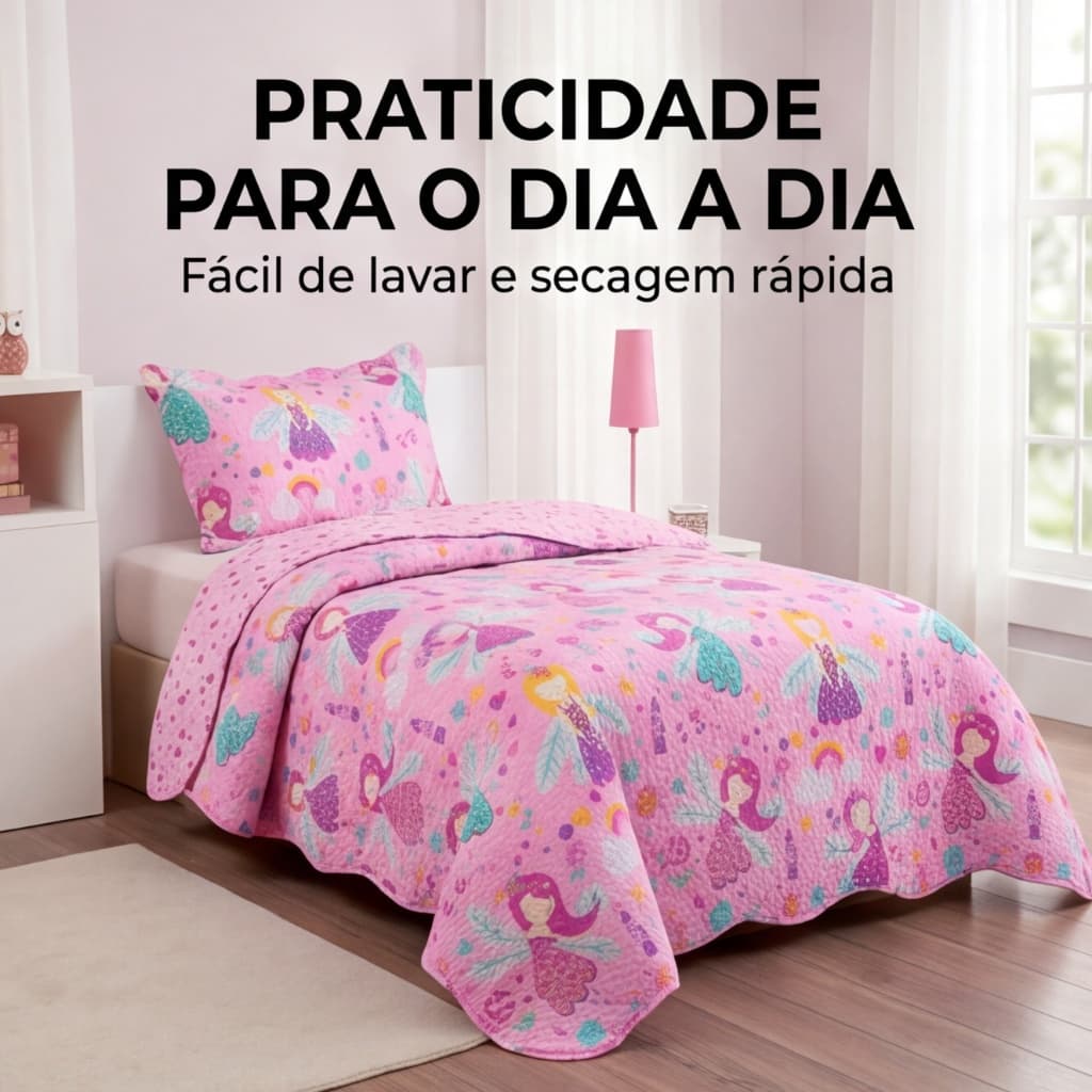 Cobre Leito Solteiro 2 peças Dupla Face - Colcha Quarto Para Menina ou Menino Matelado Ultrassónico