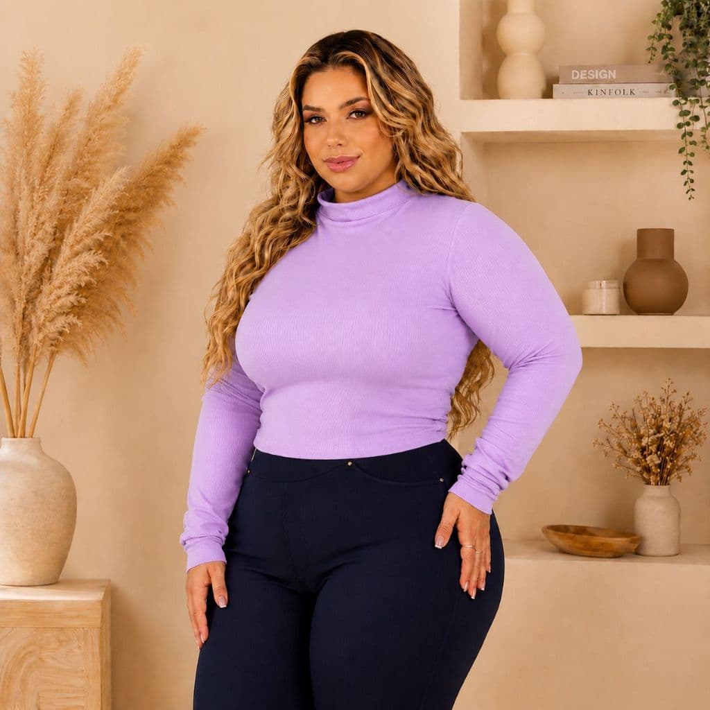 Blusa feminino plus size inverno gola alta básica GG G1 G2 G3 G4 G5 G6 elegante manga longa blusa feminina soltinha