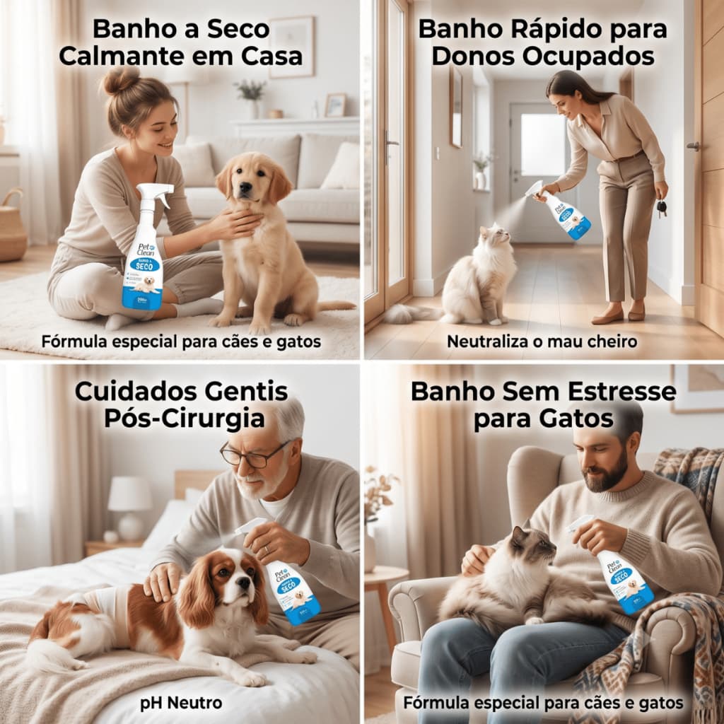 Banho a Seco Pet Clean - Limpeza Prática e Eficaz para Pets 500ml